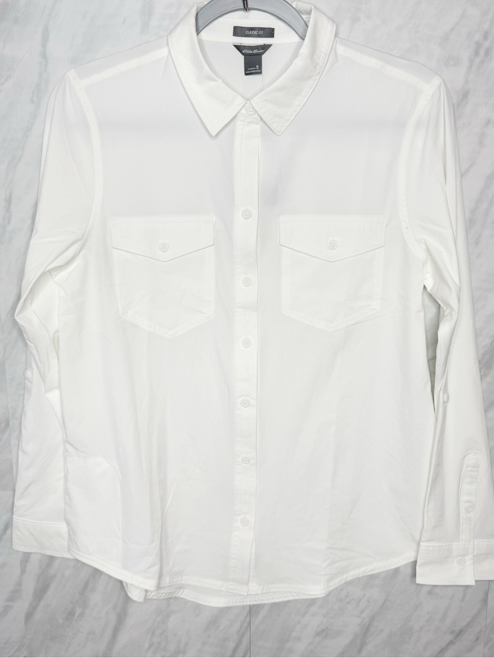 Eddie Bauer White Long-Sleeve Button-Down Shirt